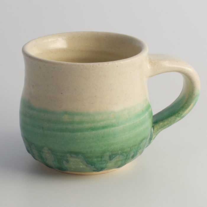Green White Round Ceramic Mug
