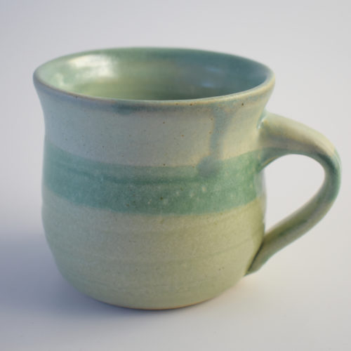 green stoneware pottery mug
